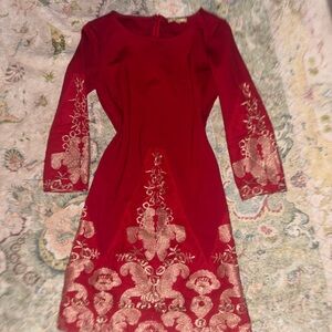 Gianni Bini Red Dress with Gold Detailing